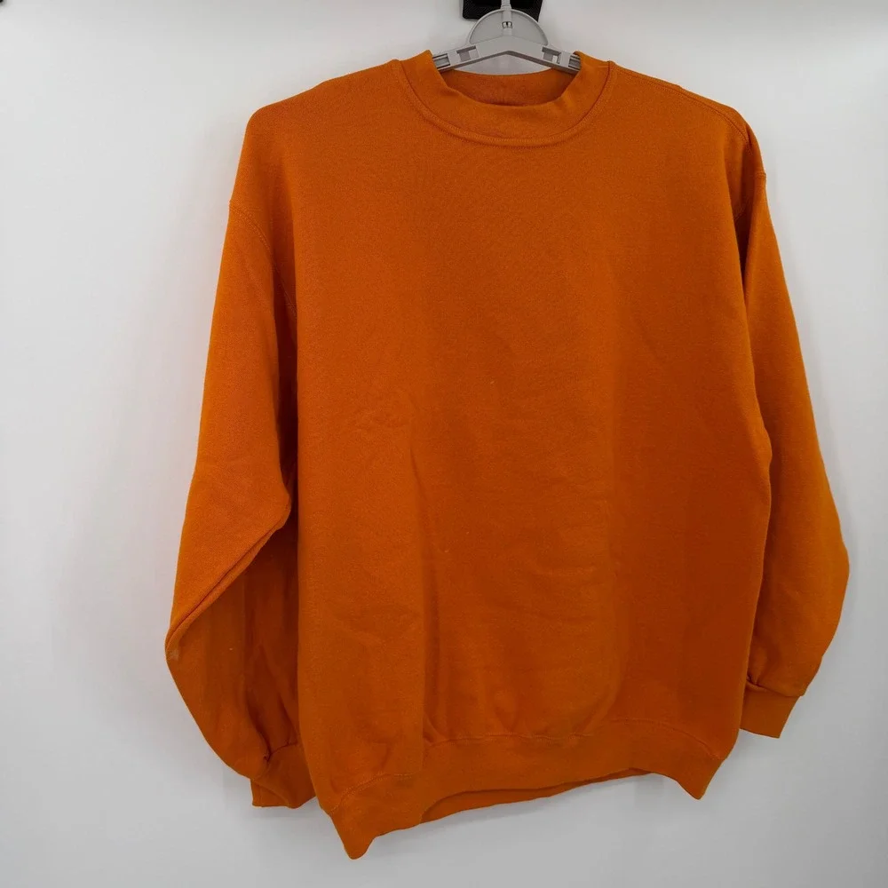 Vintage Blank 90s Nike Orange Crewneck Sweatshirt Made in USA Cotton Pullover L